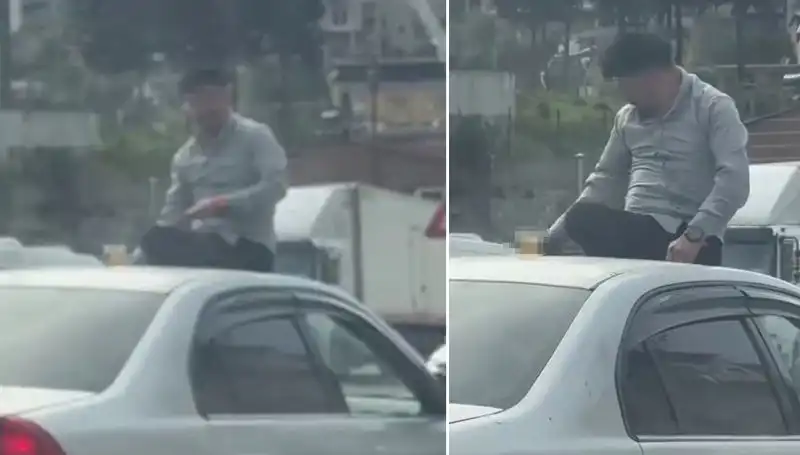 Trafikte Şok Eden Anlar: Otomobilin Üzerinde Yüzen Gençler!